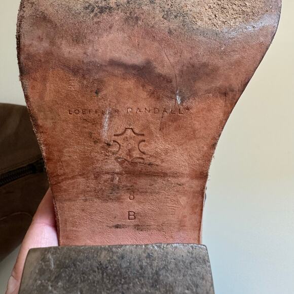 Loeffler Randall Women Taupe Leather Ella Stacked Heel Booties Ankle Boot Size 8 - Picture 8 of 9